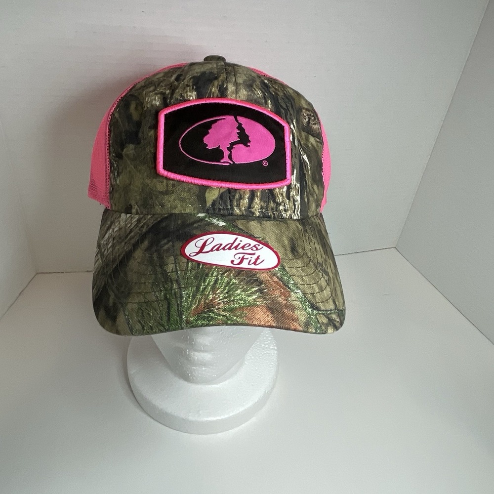 Mossy Oak Camo Hunting Ladies Pink Adjustable Hat - Baseball Cap Mesh Back NEW